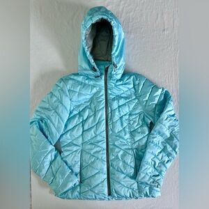 Tek Gear Women’s Bright Blue Quilted Puffer Jacket Size M Hooded Full Zip Winter